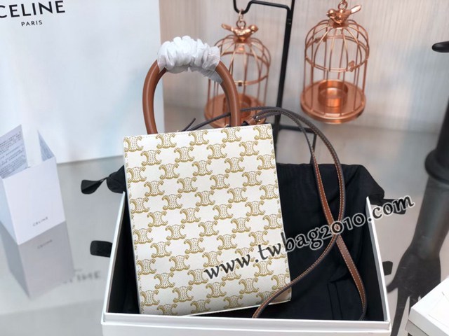 Celine專櫃2023春夏新色MiNi號豎款手袋 賽琳CABAS TRIOMPHE帆布迷你手提托特包 sldj2359